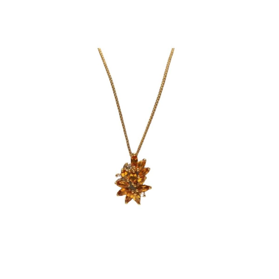 Altın Topaz Taşlı Papatya Kolye