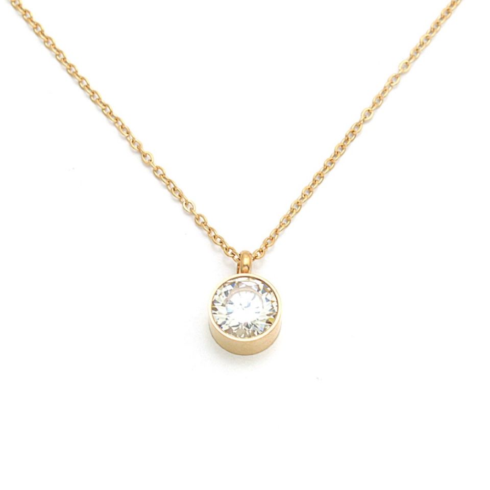 14 Ayar Altın Swarovski Taşlı Kolye - Işıltılı ve Şık Tasarım