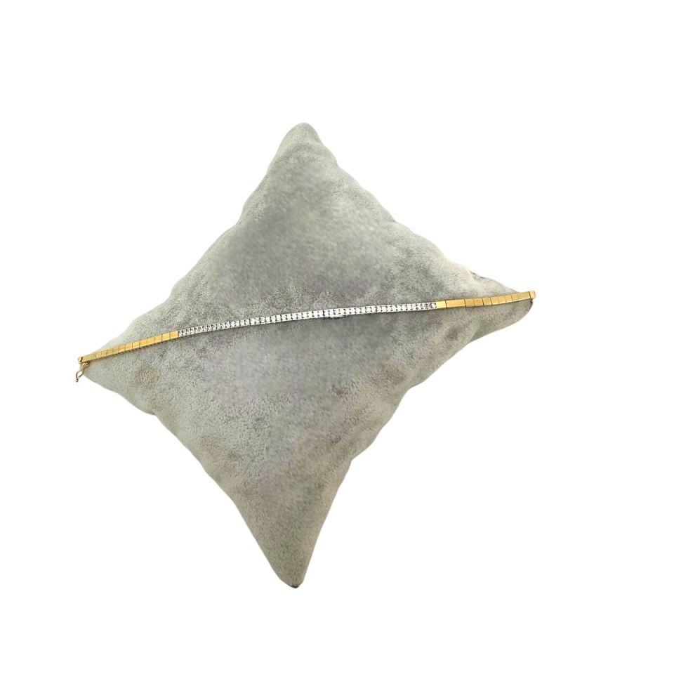 14 Ayar Çift Renk Altın ve Swarovski Taşlı Bileklik