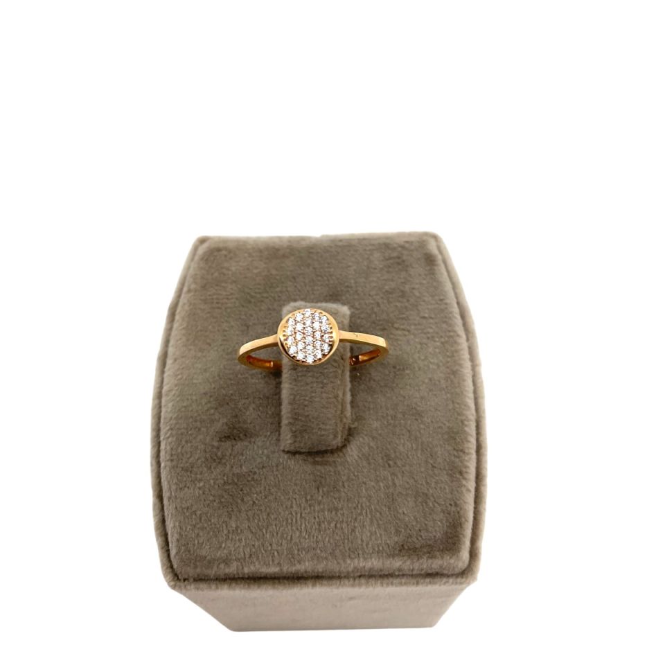 Rose Minimal Swarovski Taşlı 14 Ayar Altın Yüzük