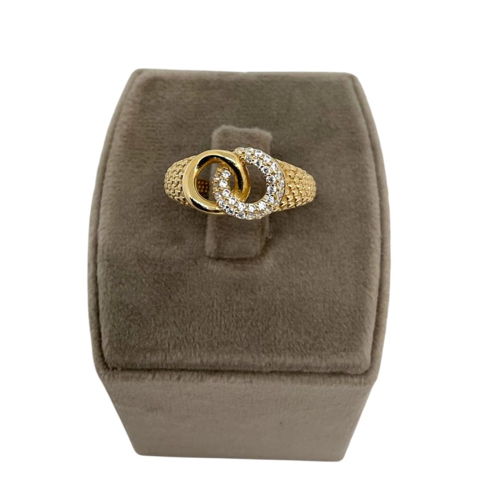 Infinity Knot Swarovski Taşlı 14 Ayar Altın Yüzük